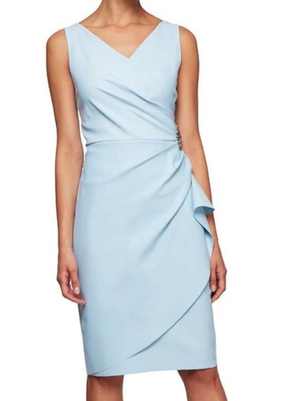 Alex Evenings One Shoulder Light Blue Dress